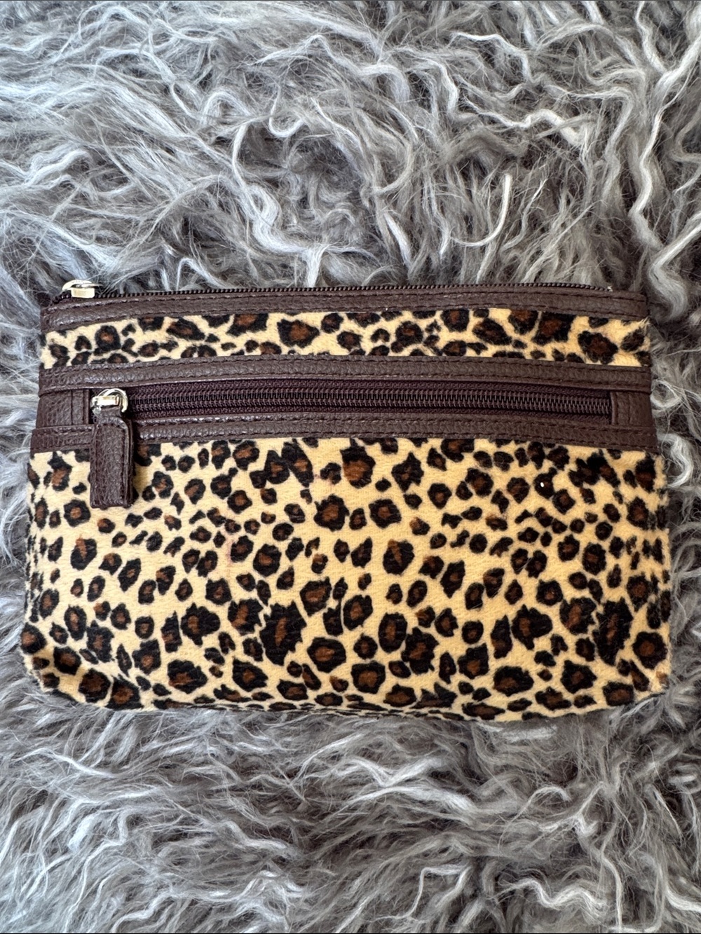Leopard Print Zip Pouch in Brown and Tan